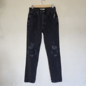 We The Free High-Rise Distressed Button-fly Jeans in Black size 25 NWT